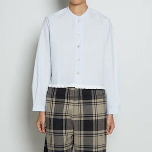 Sara Lanzi Sz XS Cropped Shirt Cotton Boxy Ruffle Oversized